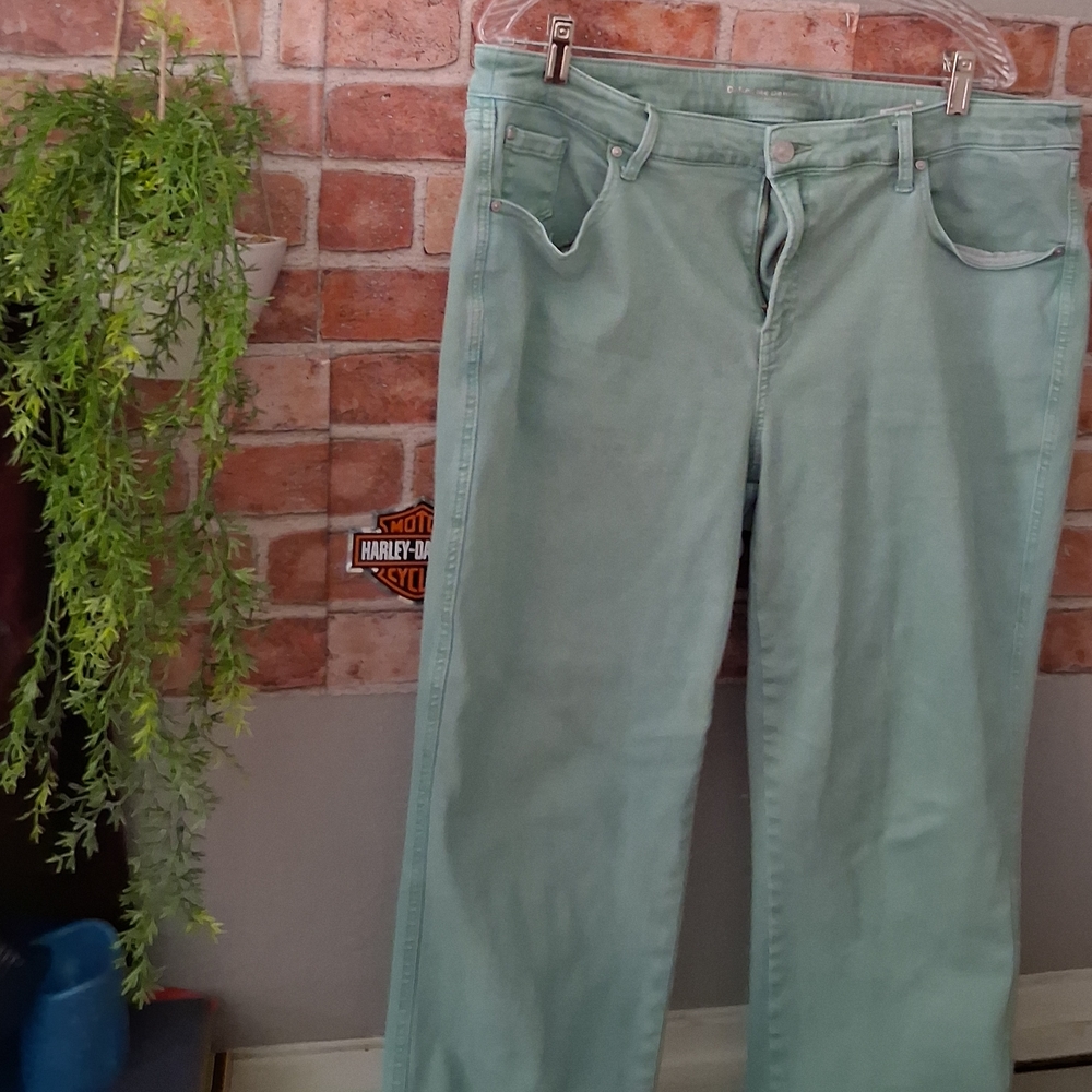 Chico's Green Straight Leg Jeans with Relaxed Fit